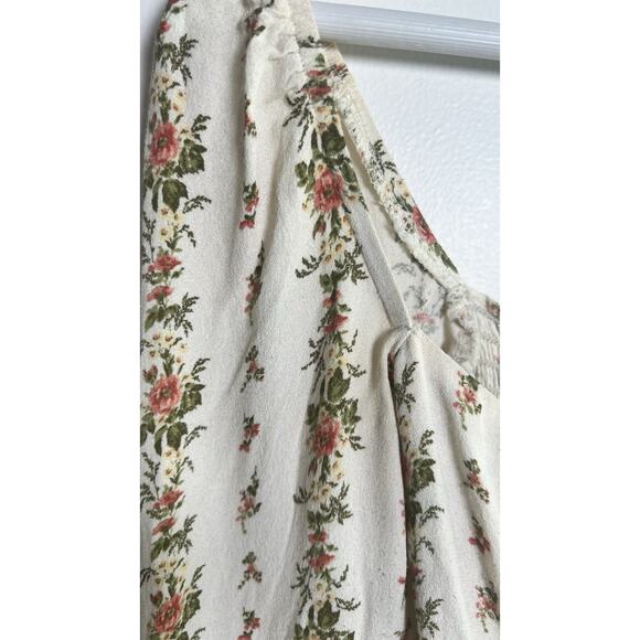 Reformation Ariana Ivory Floral Smocked Square Neck Tie-Sleeve Blouse Top Size 0 - Picture 5 of 11